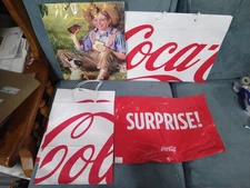 (Lot Of 5) Coca Cola Shopping Bag Drawstring Plastic Bags