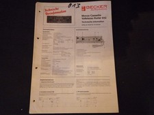 Original Service Manual Schaltplan Becker Monza Cassette Vollstereo Kurier 642