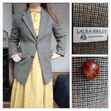 Vintage Laura Ashley 80s New Blazer Jacket Equestrian Victorian Wool Size 10 M S