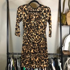 Thalia Sodi Mock Wrap Leopard Dress