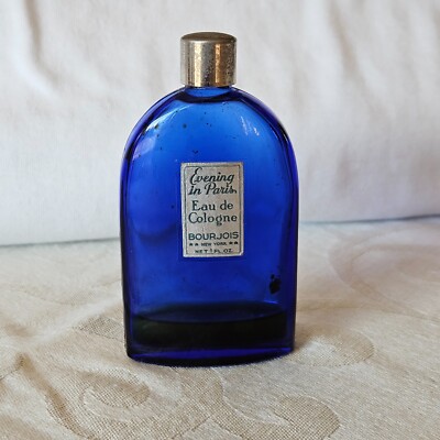 Vintage 1940' Bourjois ''Evening in Paris'' Eau de Cologne, Blue Bottle Auth. N.Y.