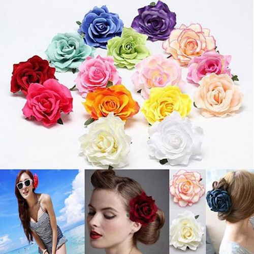 Pince à Cheveux Fleur Rose Pour Mariée - Style Bohémien, Tissu Et Métal, Neuve Avec étiquettes