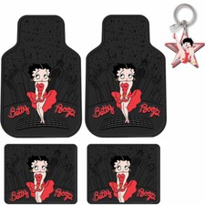 New Classic Betty Boop Skyline Red Dress Car Truck Rubber Floor Mats Front Rear