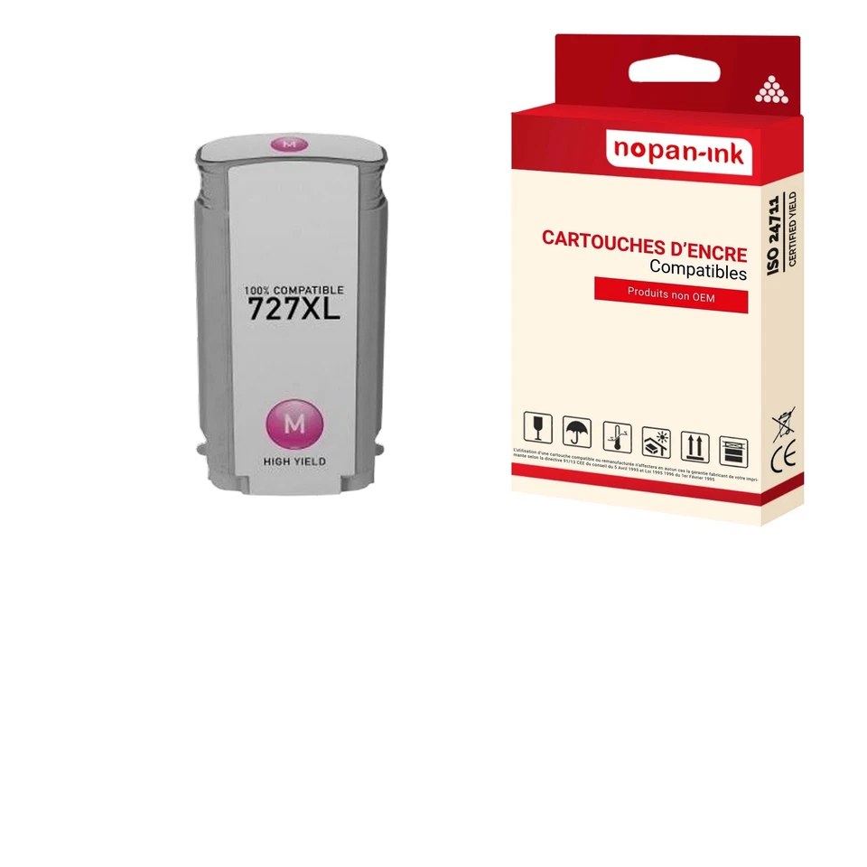 Cartouche pour HP 727 HP727 B3P20A F9J77A Compatible Magenta x 1 NOPAN-INK Desig - Photo 1/1