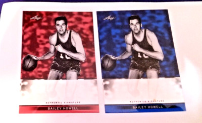 2 2012 LEAF METAL RED blue HOLO PROOF AUTOGRAPH  AUTO ERROR #/5 BAILEY HOWELL