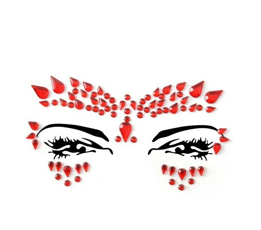 RED Face Gems Glitter Jewel Tattoo Sticker Festival Party Body