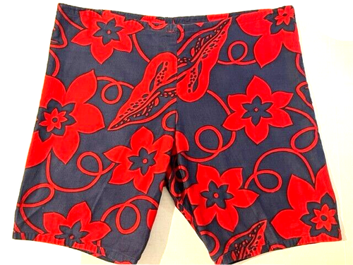 Vintage Homemade Hawaiian Floral Cotton Print Board Shorts Swimsuit sz 34 - Picture 5 of 9