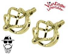 ORIGINAL F&R Vintage Lowrider Pedal Round Cage Twisted Bicycle Pedal 1/2" Gold