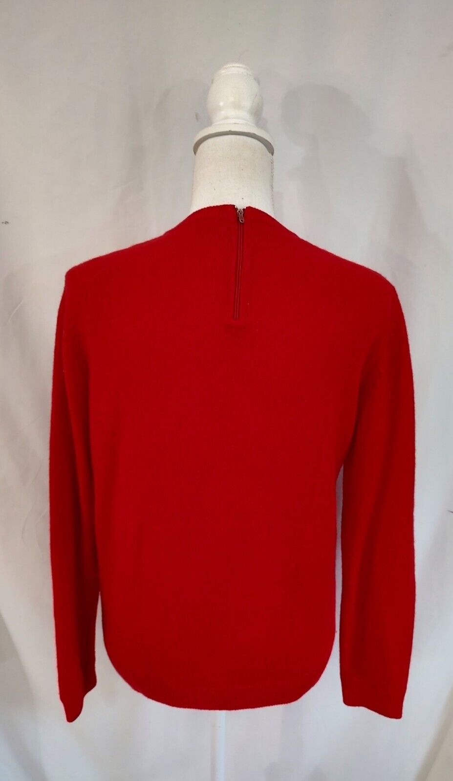 60's Crewneck Pullover Sweater Red Soft Zipper Ba… - image 6