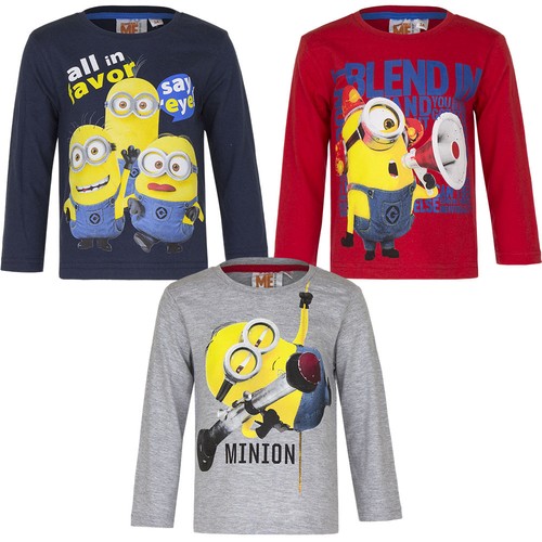 Minions Langarmshirt Jungen - 100% Baumwolle Offizielles Lizenzprodukt Größe 104-134