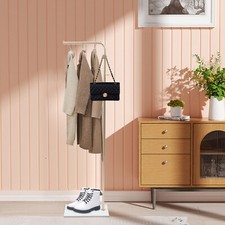 Metal Clothes Rack 3 Hooks Marble Base Stand Entryway Hat Bag Coat Hanger 170cm