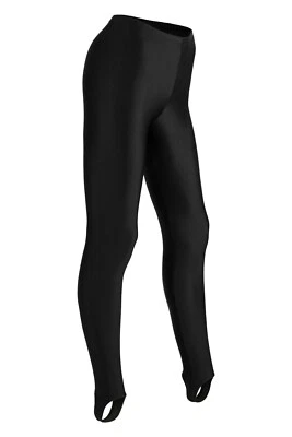 Damen Leggings mit Steg schwarz Voltigierhose elastisch shiny lange Sporthose - Bild 1 von 2