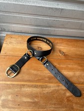 Kim White Black Leather Brass Double Ring Belt Women's Size XS Made In USA
