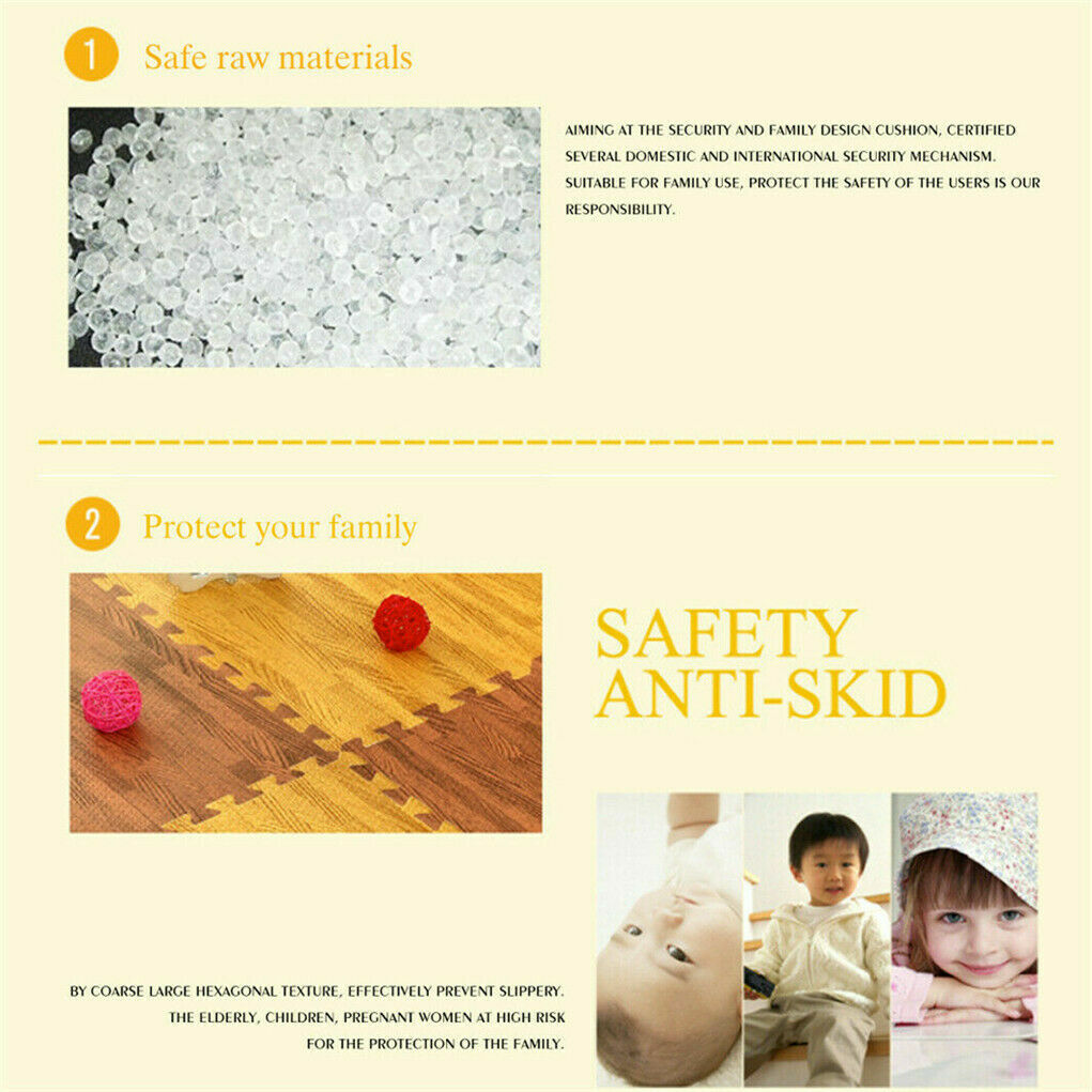 96sq Wood Interlocking Foam Tiles Faux Hardwood Floor Exercise Mat f