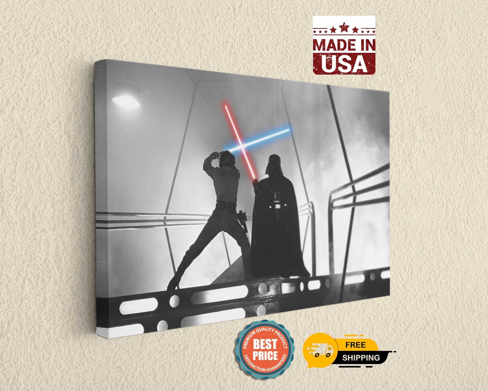 Star Battle Canvas Print Light Saber Fighting Art Print Wall Decor