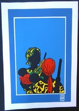 AFRICAN WOMEN / Cuban Silkscreen Mini Solidarity Poster / OSPAAAL Art from CUBA