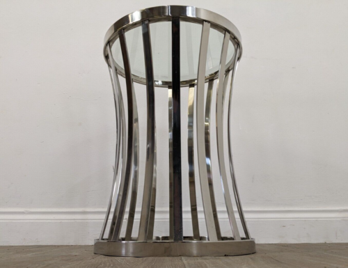 COFFEE TABLE Circular Glass Top Mirrored Chrome Side Lamp Table FREE DELIVERY - Picture 3 of 18