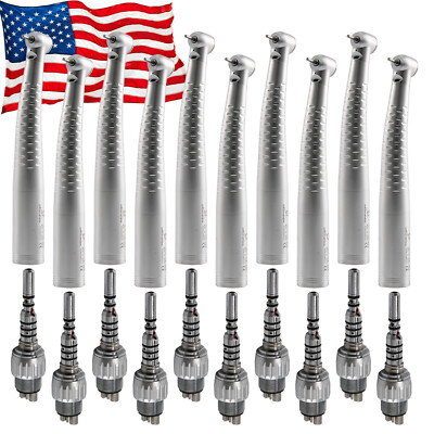 1-10 Dental Fiber Optic LED Standard Head Handpiece W/ 6Hole Coupler Fit KaV F2