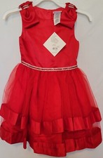 Girls Fancy Holiday Party Dress, Red with Jewel trim, Sizes 7, 10, or 12
