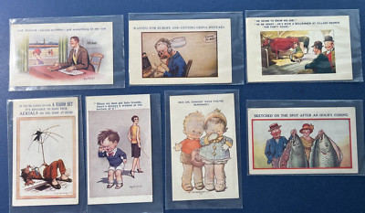 7 Greetings Comic/Humor Vintage Postcards.Domestic & Family Life. PUBL:Bamforth