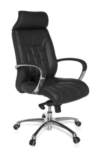 FineBuy XXL poltrona da capo vera pelle nera sedia girevole sedia da ufficio fino a 120 kg nuova - Foto 1 di 12