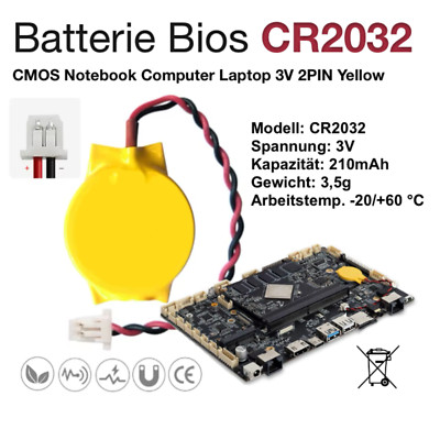 Batterie Bios Cr2032 CMOS Notebook Computer Laptop 3v 2pin