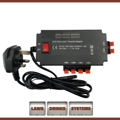 Compact Bar Light Transformer 60W 24V.