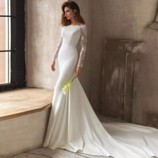 Gorgeous Mermaid Wedding Dress,Long Sleeves Bridal Gown,Bridal gown with trail