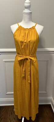 NEW GAP Factory Women's Linen High Neck Halter Tie Dress Gold Size M TALL  NWT | eBay