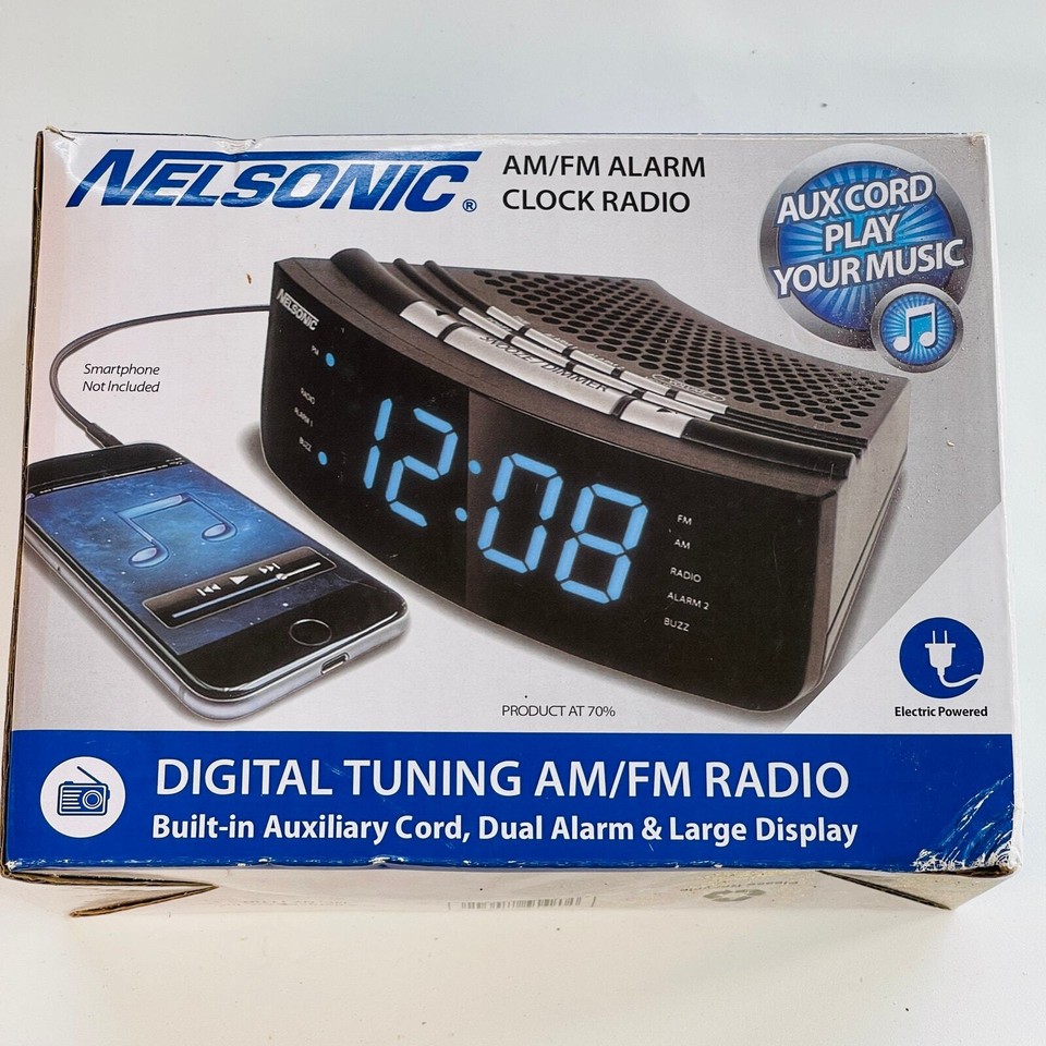 Nelsonic AM/FM Clock Radio Digital Tuning Alarm Electric Operated eBay