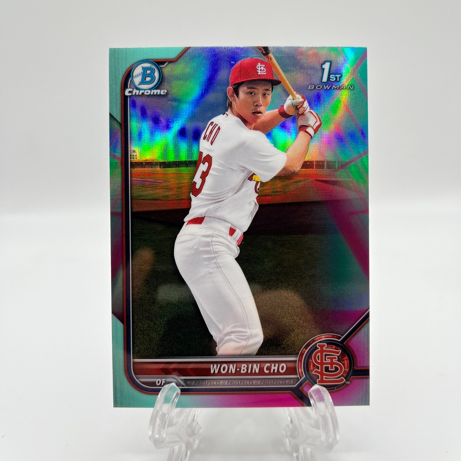 2022 Bowman Chrome Prospects Aqua/Pink Vapor Refractor /125 Won-Bin Cho #BCP-154