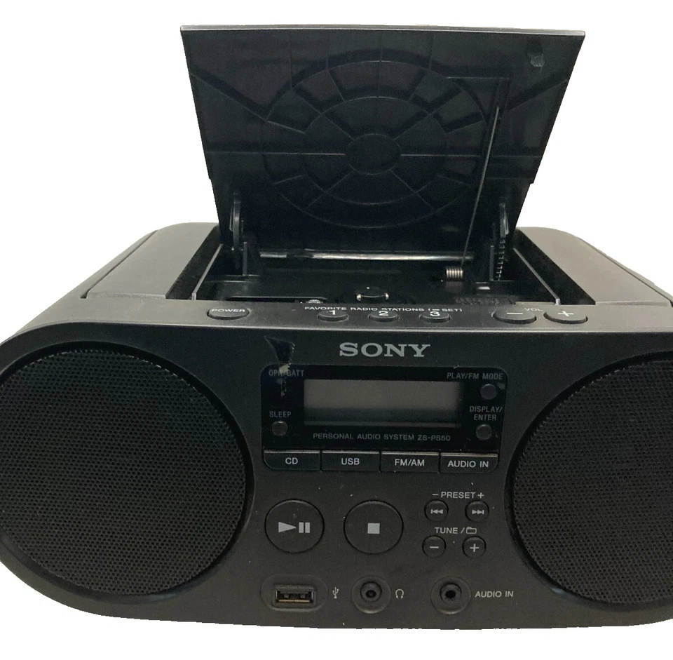 Sony ZS-PS50 Black Mini CD AM FM Radio USB AUX MP3 Audio Player Portable - image 3 of 4