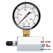 SENCTRL Gas Pressure Test Gauge, 2" Dial Size, 0-30 Psi Chrome plated steel