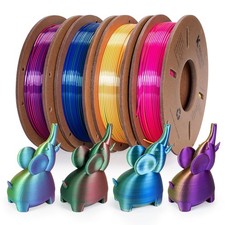 3D Printer Filament Tri Color Silk PLA 1.75mm 4 Spool 250g Multicolor Bundle