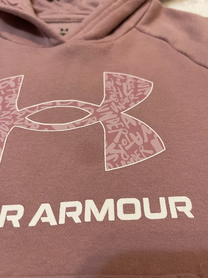 Under Armour девочек розовый толстовка с капюшоном толстовка пуловер размер Y маленький - Изображение 3 из 4