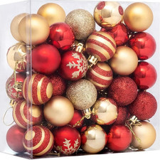 50 Palline Di Natale Rosse E Dorate Da 40 Mm per Palline per Albero Di Natale, O