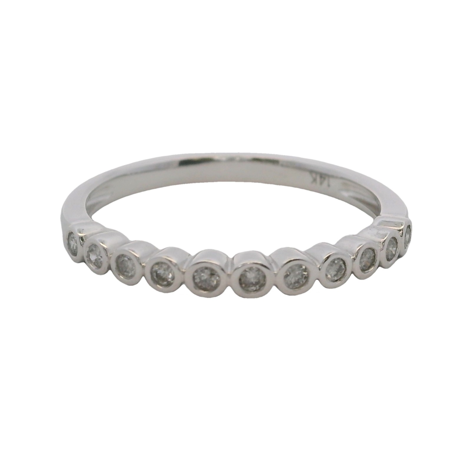 Bezel Set Diamond Bubble Wedding Stackable Band R… - image 1