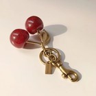 HOT NEW Cherry Bag Charm KeyChain Glitter resin and metal Brass Red Apple