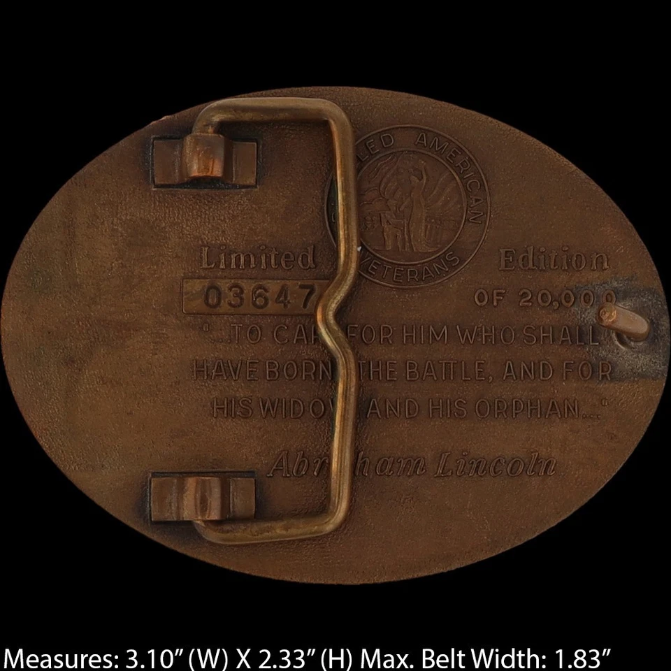 Bronze 75th Anniversary Dav Disabled American Veterans 90s Vintage Belt Buckle - Image 4 of 4