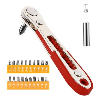 Aeiyiqco 22-in-1 Magnetic Ratchet Screwdriver Set w/Reversible Wrench & Red