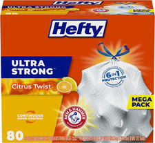 Hefty Ultra Strong Tall Kitchen Trash Bags, Citrus Twist Scent, 13 Gallon, 80 Co
