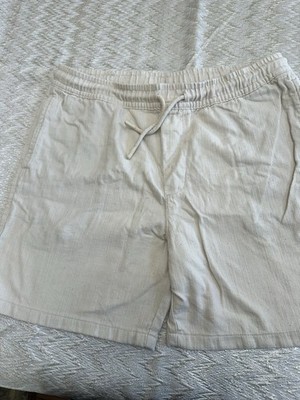 Zara (Inditex) Men s Shorts Beige Linen Blend Drawstring Casual Summer Size XL
