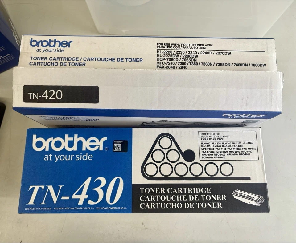 Lote de 2 Cartuchos de Tóner Brother, Nuevos con Caja Abierta TN-420 y TN-430 Foto 2 de 4