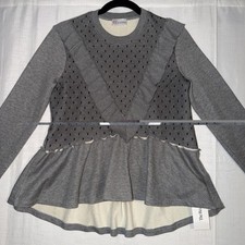 Red Valentino Gray Peplum sweatshirt polka dot tulle Small RealReal Ruffle Black