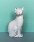 Poole Pottery Rare White Glaze Sitting Cat Figurine 6.5inches.