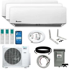 Klimaire 3-Zone Mini-Split Heat Pump AC 36,000 BTU (12K+12K+24K BTU) 23.1 SEER2