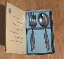 Vintage ONEIDA Baby Child FEEDING SET Fork and Spoon in Original box Stainless
