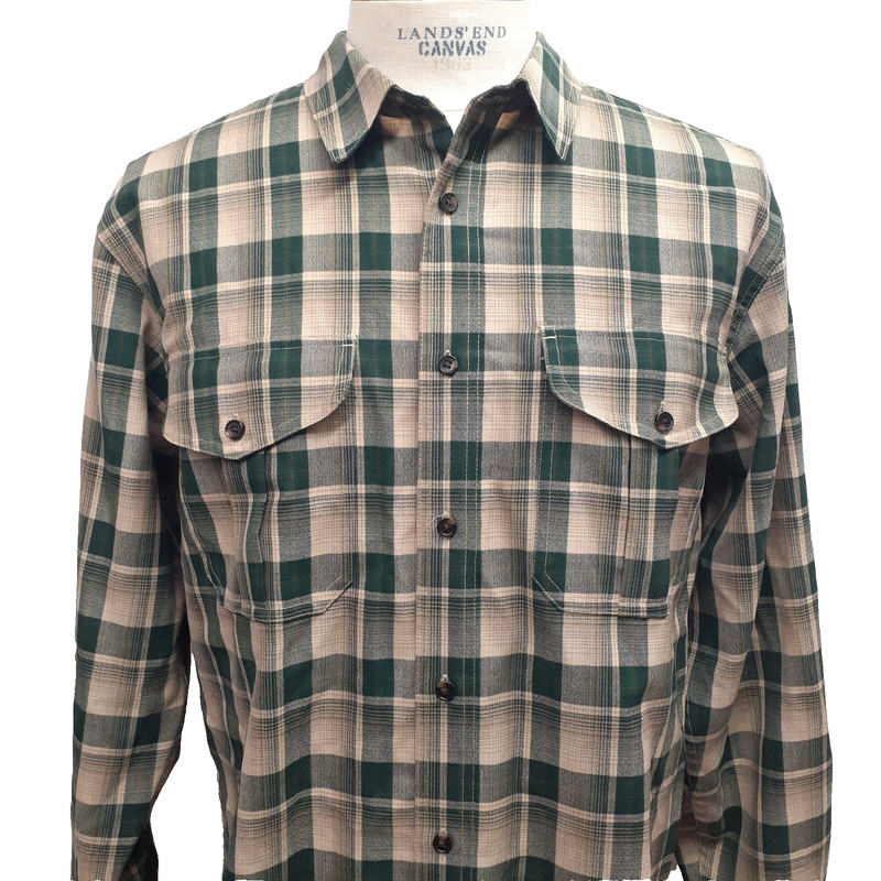 NWOT NEW Filson Merino Wool Flannel Plaid Shirt Size Large Green Tan Button Up