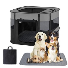 Portable Dog Cat Playpen with Waterproof Pad,Collapsible Pet Puppy Kitten Cra...
