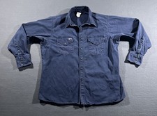 Lapco FR Shirt Men  s Large Blue Long Sleeve Snap Fire Resistant Work READ 